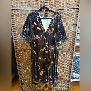 Modcloth Black Maxi Dress with Colorful Floral Design